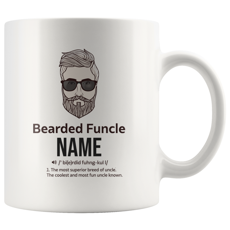 Customized Bearded Funcle Fun Uncle Beard Lover From Niece Nephew Ceramic Coffee Mug 11 oz White