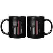 Fireman American Flag Patriotic Firefighters Coffee Mug 11 oz Black - Panvola