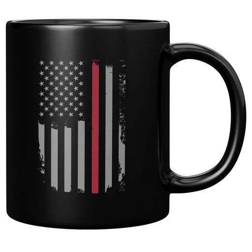 Fireman American Flag Patriotic Firefighters Coffee Mug 11 oz Black - Panvola