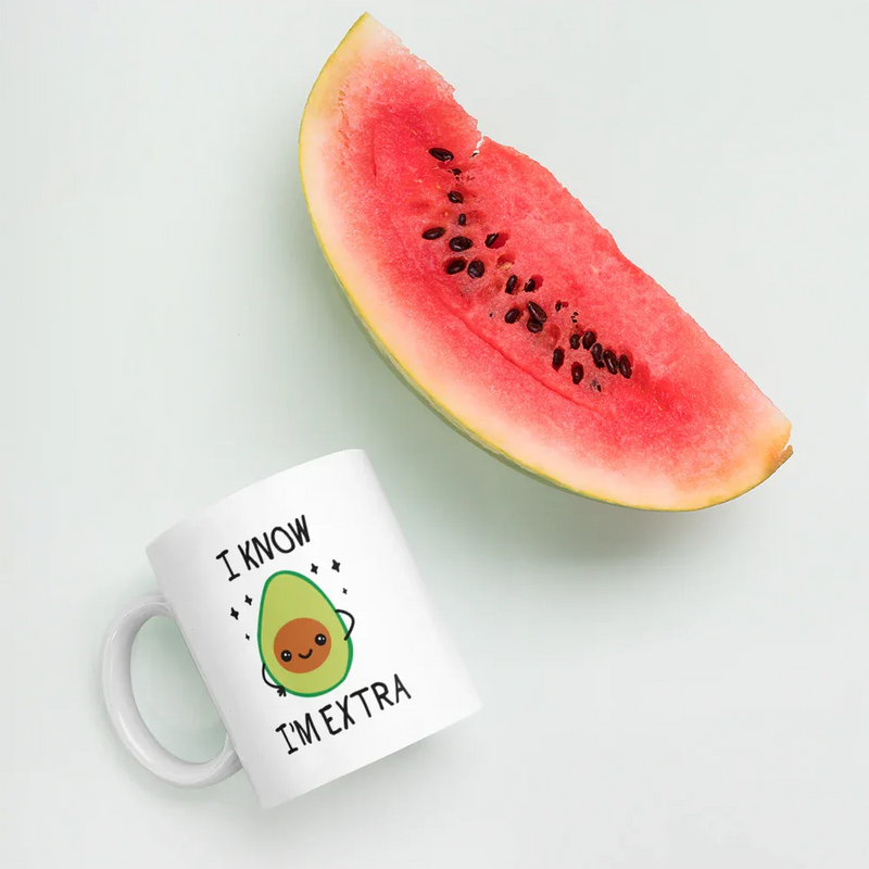 I Know I'm Extra Funny Avocado Theme Gifts Vegan Coffee Mug 11 oz - Panvola