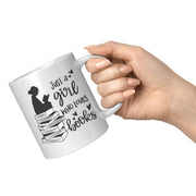 Just A  Girl Who Loves Books Book Lover Coffee Mug 11 oz White.