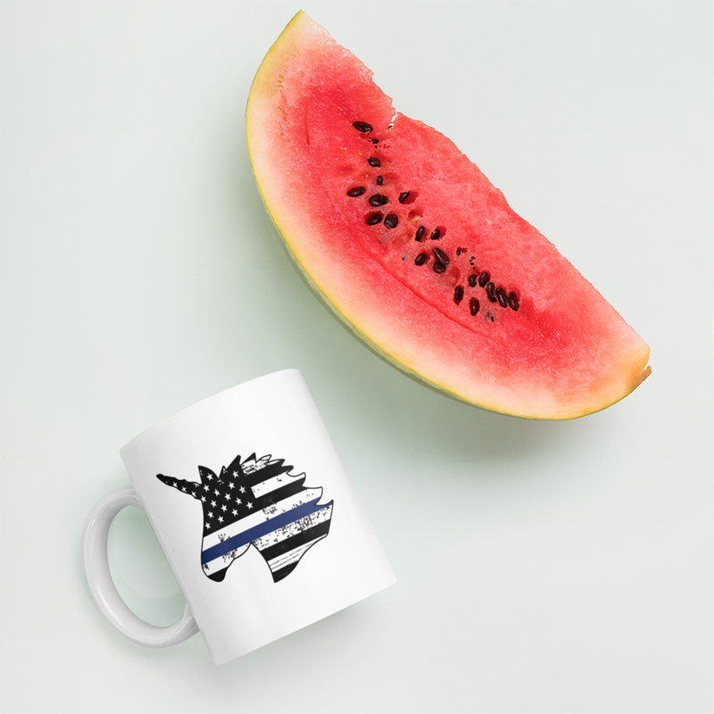 Policorn Thin Blue Line Police Flag Ceramic Mug.