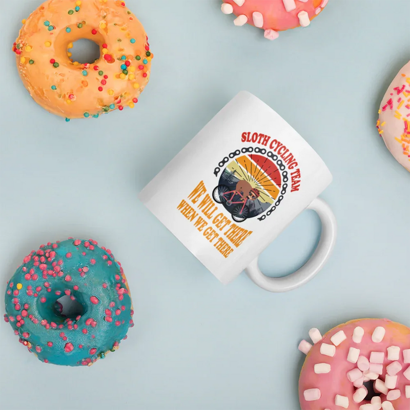 Sloth Cycling Team We Will Get There Retro Vintage Sunset Mug 11 oz - Panvola