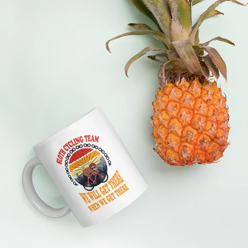 Sloth Cycling Team We Will Get There Retro Vintage Sunset Mug 11 oz - Panvola