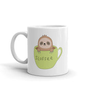 Sloth Gifts - Slofee Sloth Coffee Lover Spirit Animal Appreciation Gifts White Mug 11 oz - Panvola
