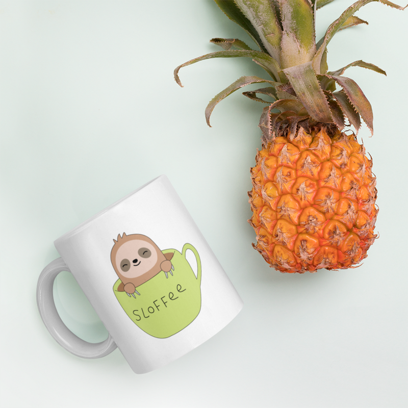 Sloth Gifts - Slofee Sloth Coffee Lover Spirit Animal Appreciation Gifts White Mug 11 oz