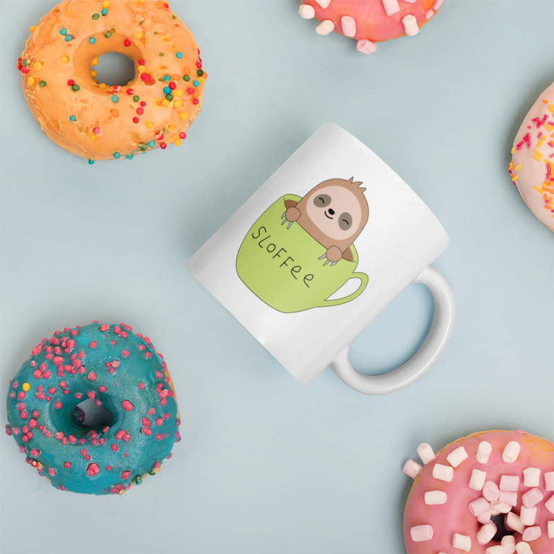 Sloth Gifts - Slofee Sloth Coffee Lover Spirit Animal Appreciation Gifts White Mug 11 oz