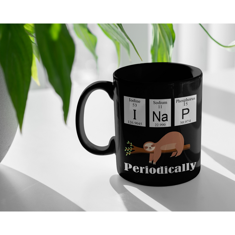 Periodic Table Gifts - I Sloth Nap Periodically Chemistry Elements Black Mug 11 oz