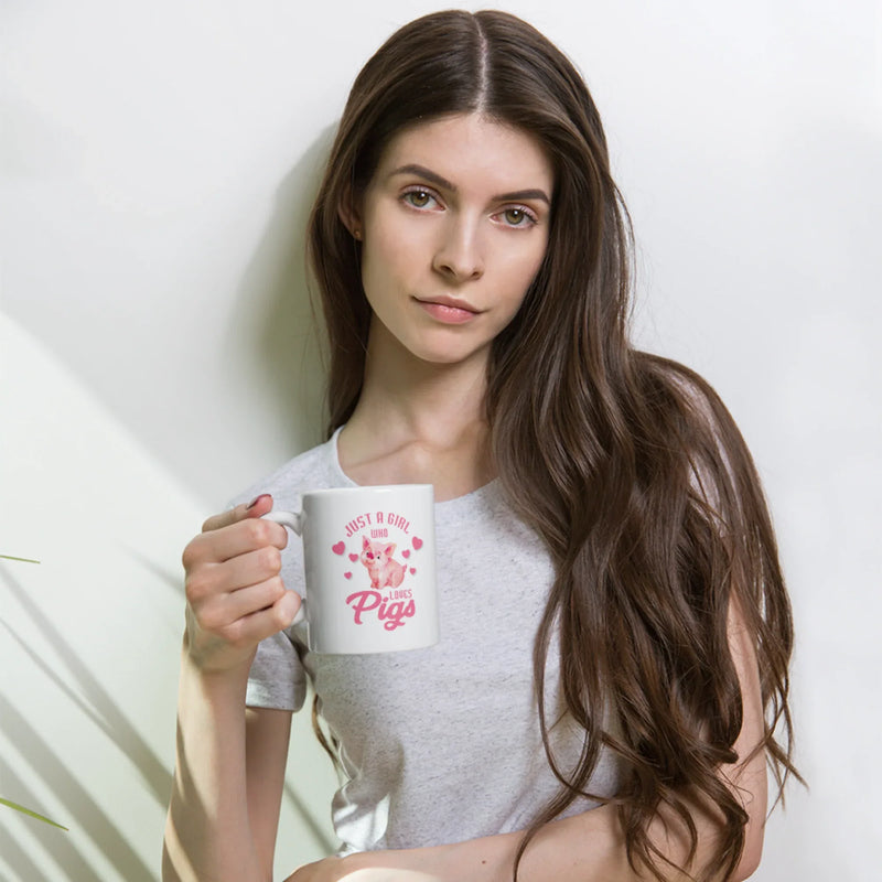 Pig Farmer Gift Just a Girl Who Love Pigs Funny Appreciation White Coffee Mug 11 oz - Panvola