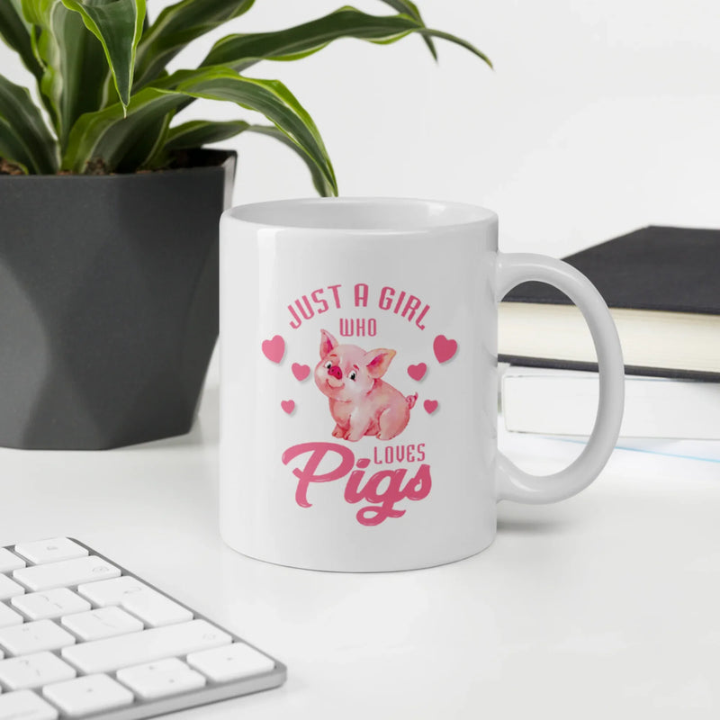 Pig Farmer Gift Just a Girl Who Love Pigs Funny Appreciation White Coffee Mug 11 oz - Panvola