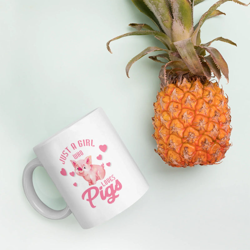 Pig Farmer Gift Just a Girl Who Love Pigs Funny Appreciation White Coffee Mug 11 oz - Panvola