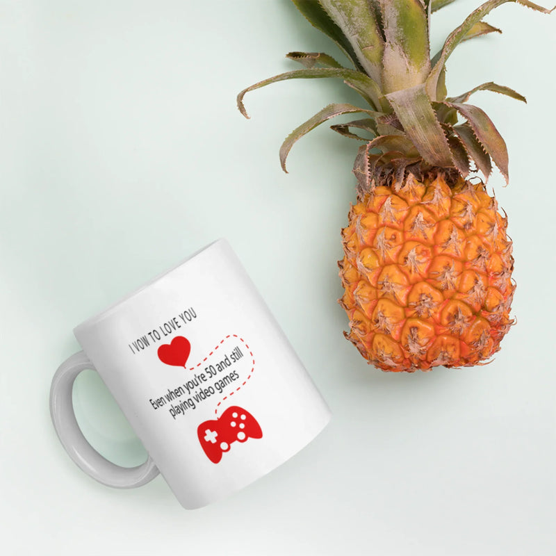 Video Game Gift I Vow To Love You Even When You're 50 Playing Video Games Mug 11 oz - Panvola