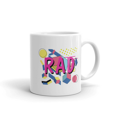 Retro Gift - Vintage Retro RAD 1980's Eighties Theme Party Appreciation White Mug 11 oz