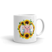 Sunflower Gift Cute Tiny Piggy With Sunflower Bandana Animal White Coffee Mug 11 oz - Panvola
