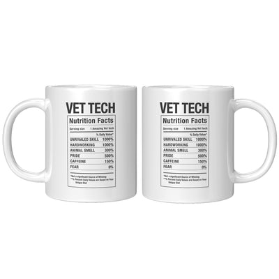 Vet Tech Nutritional Facts Ceramic Coffee Mug 11 oz White