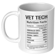 Vet Tech Nutritional Facts Ceramic Coffee Mug 11 oz White - Panvola