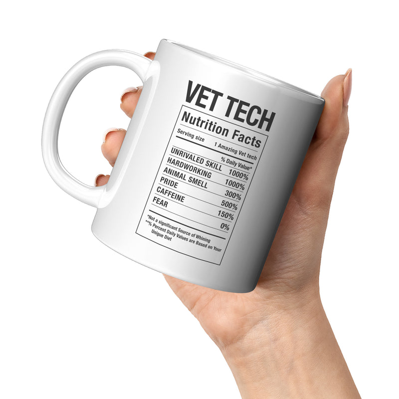Vet Tech Nutritional Facts Ceramic Coffee Mug 11 oz White