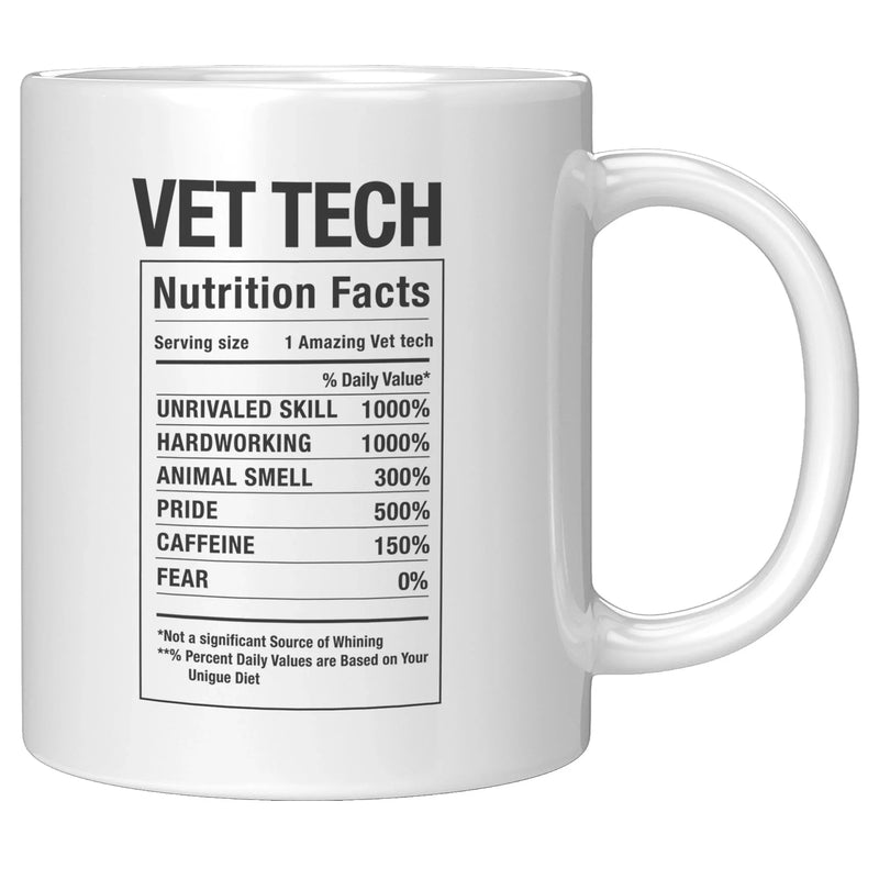 Vet Tech Nutritional Facts Ceramic Coffee Mug 11 oz White - Panvola