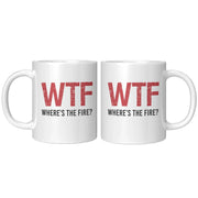 WTF Where's the Fire Firemen Coffee Mug 11 oz White - Panvola