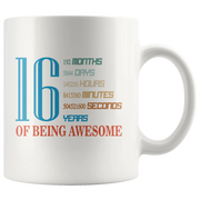 16 Years Old 16th Birthday Mugs for Gift Ceramic Coffee Cup White 11oz - Panvola