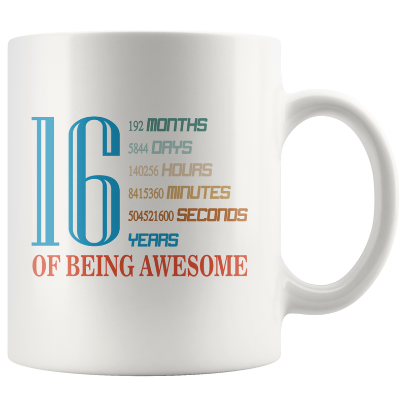 16 Years Old 16th Birthday Mugs for Gift Ceramic Coffee Cup White 11oz
