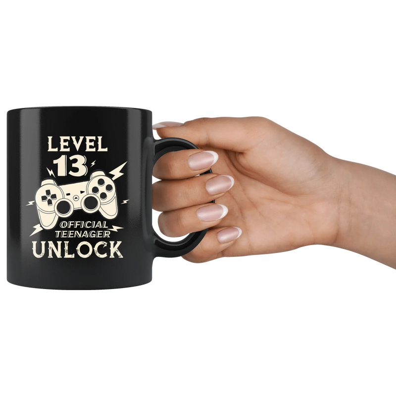 Level 13 Official Teenager Unlock Gamer Controller Ceramic Coffee Mug 11oz - Panvola