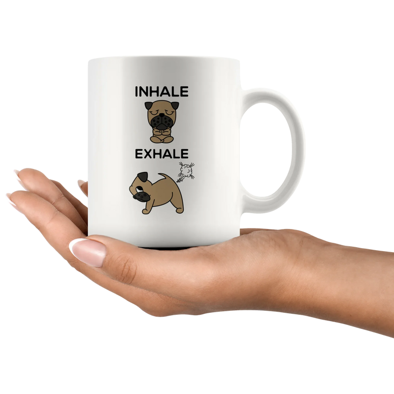 Inhale Exhale Farting Bulldog Funny Coffee Mug - Panvola