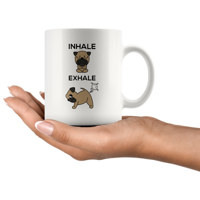 Inhale Exhale Farting Bulldog Funny Coffee Mug