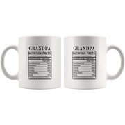 Grandpa Nutrition Facts Funny Grandparents Day Coffee Mug 11oz - Panvola
