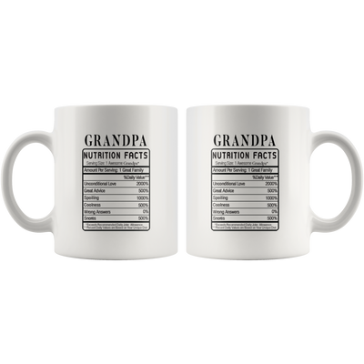 Grandpa Nutrition Facts Funny Grandparents Day Coffee Mug 11oz
