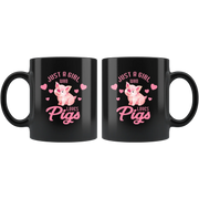 Pig Farmer Gift Just a Girl Who Love Pigs Funny Appreciation Black Coffee Mug 11 oz - Panvola