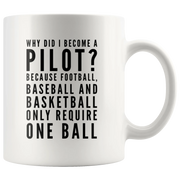 Gift For Pilot Why Did I Become A Pilot Because Baseball Require One Ball Mug 11 oz - Panvola