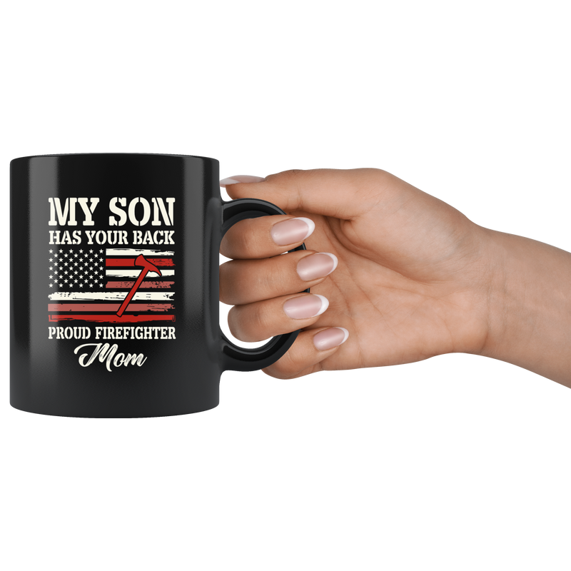 Proud Firefighter American Mom Coffee Mug.