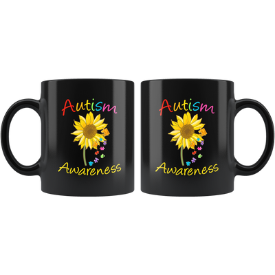 Autism Awareness Puzzle  Sunflower Gift Idea White Ceramic Mug 11 oz