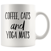 Coffee Cats and Yoga Mats Funny Gift Idea Ceramic Coffee Mug 11 oz.
