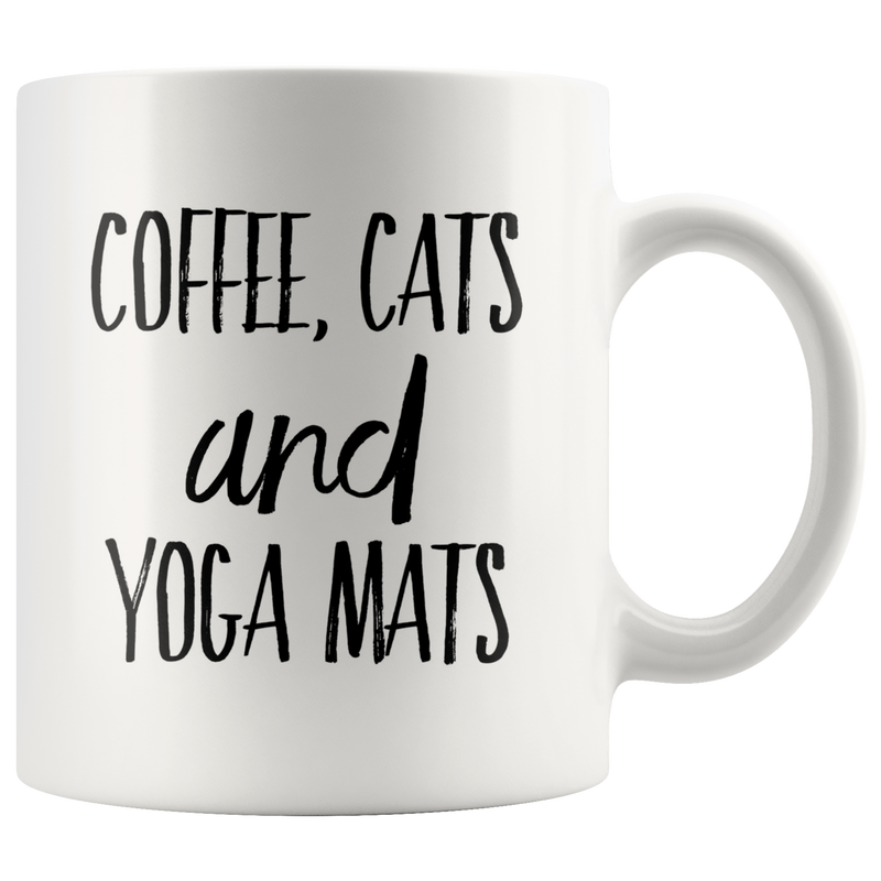 Coffee Cats and Yoga Mats Funny Gift Idea Ceramic Coffee Mug 11 oz.