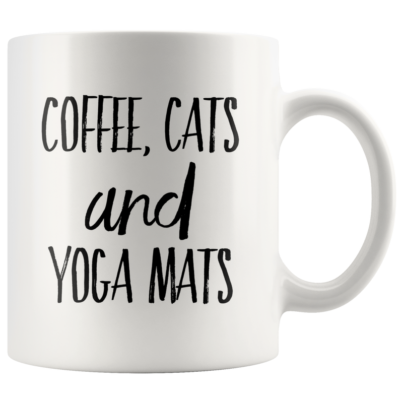 Coffee Cats and Yoga Mats Funny Gift Idea Ceramic Coffee Mug 11 oz