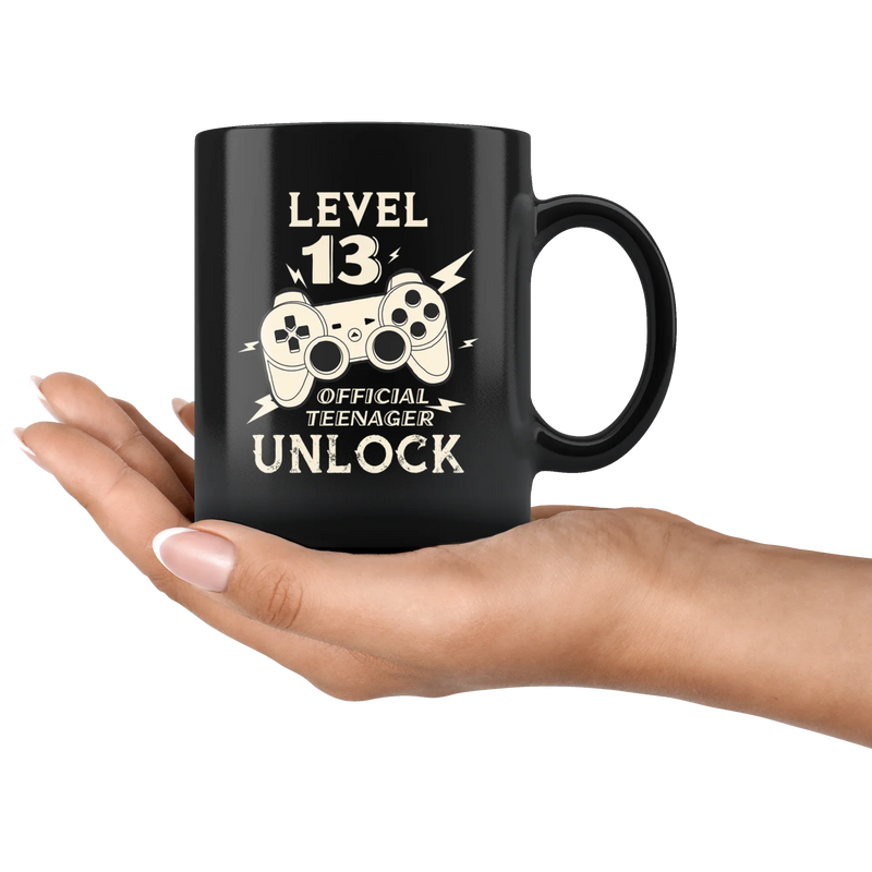 Level 13 Official Teenager Unlock Gamer Controller Ceramic Coffee Mug 11oz - Panvola