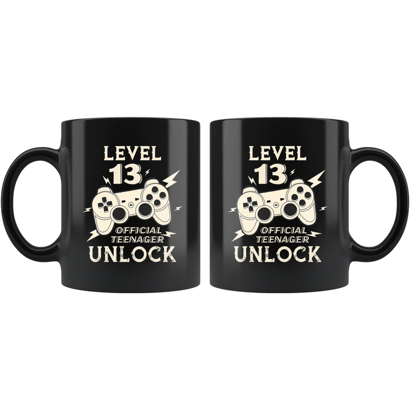 Level 13 Official Teenager Unlock Gamer Controller Ceramic Coffee Mug 11oz - Panvola