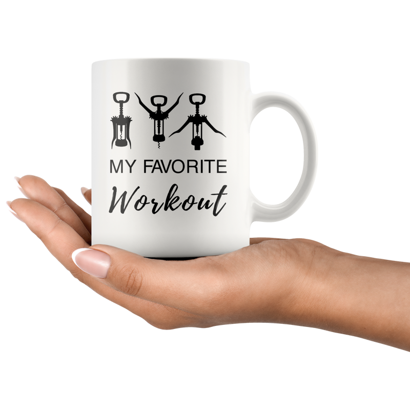 My Favorite Workout Wine Lover Funny Ceramic Coffee Mug 11 oz White.