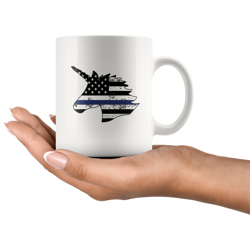 Policorn Thin Blue Line Police Flag Ceramic Mug.
