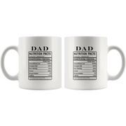 Dad Nutrition Facts Fathers Day Funny Ceramic Coffee Mug 11oz - Panvola