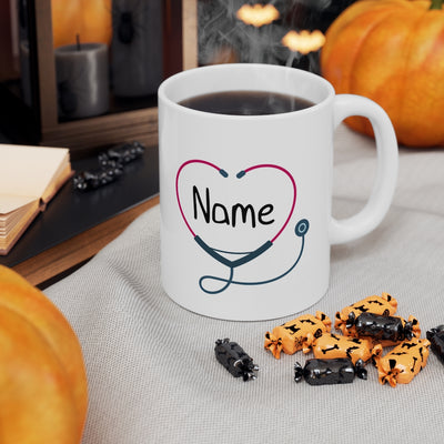 Personalized Doctor Stethoscope Coffee Ceramic Mug  White 11oz