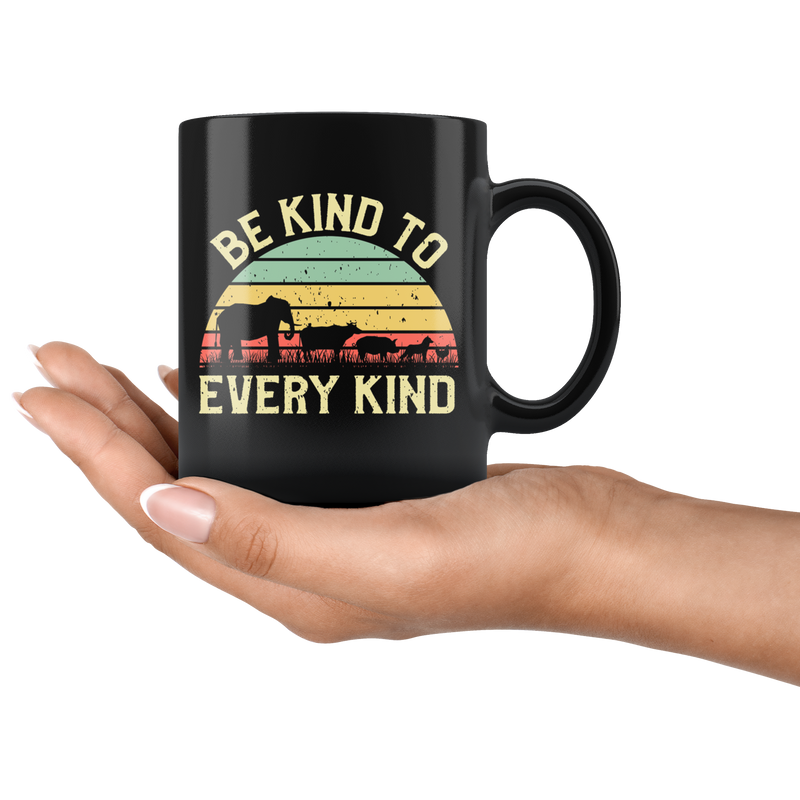 Be Kind To Every Kind Vintage Vegan Animal Social Justice Mug 11 oz