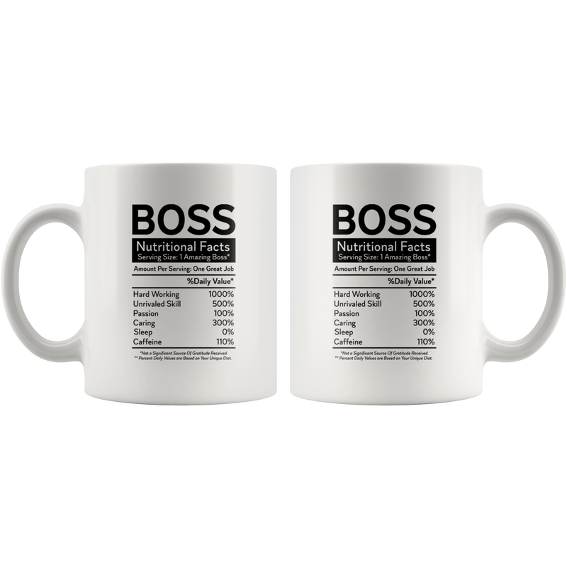 Boss Nutritional Facts Funny Profession Office Gift Coffee Mug 11 oz.