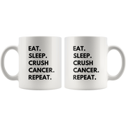 Eat Sleep Crush Cancer Repeat Awareness Gift Ceramic Coffee Mug 11.