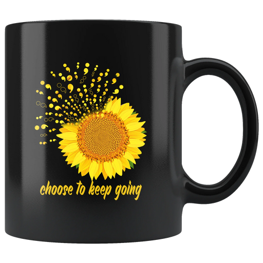 Inspiring Nature Gifts Choose To Keep Going Sunflower Black Coffee Mug 11 oz - Panvola