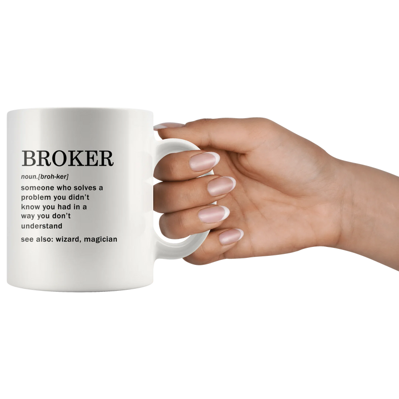 Broker Definition Mug For Real Estate Investor Coffee Cup 11oz - Panvola