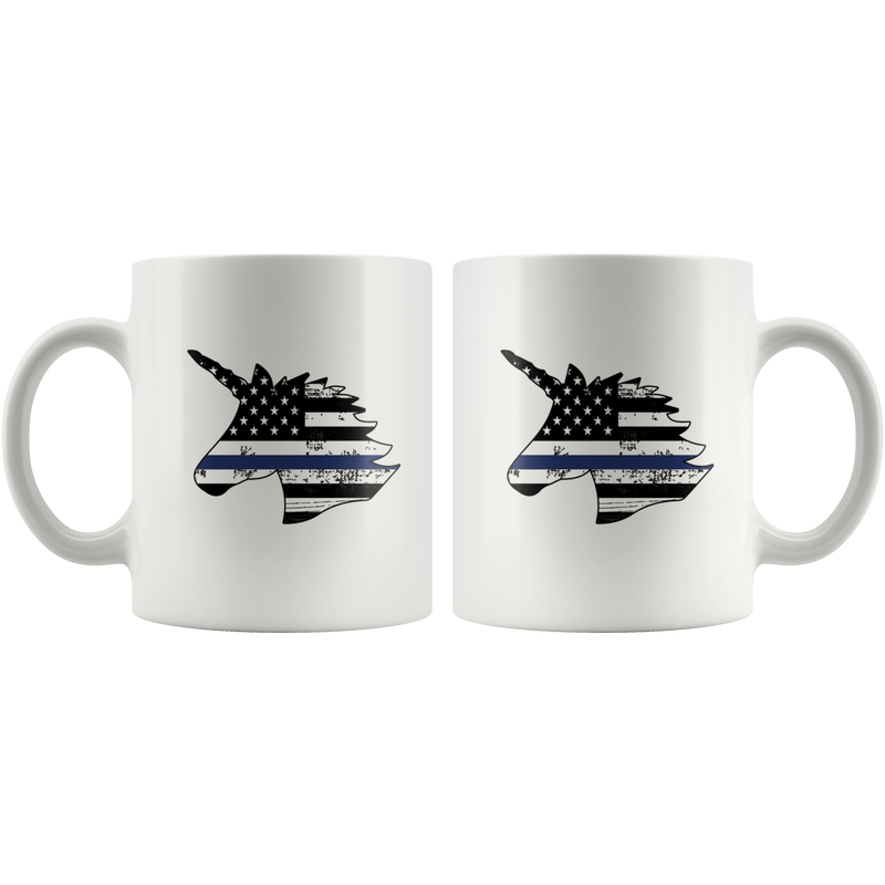 Policorn Thin Blue Line Police Flag Ceramic Mug.