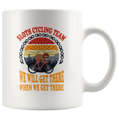 Sloth Cycling Team We Will Get There Retro Vintage Sunset Mug 11 oz